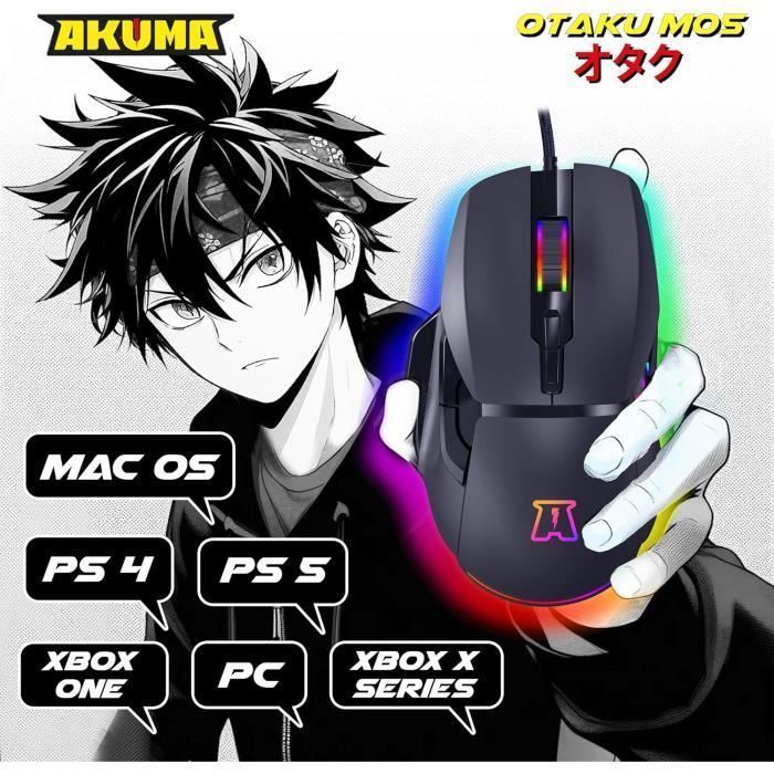 Souris gaming - akuma - otaku m05 - 12800 dpi - rétroéclairage led rgb - 7 boutons programmables