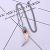 Ethnic Turquoise Tibetan Necklace with Dog Tooth Pendant