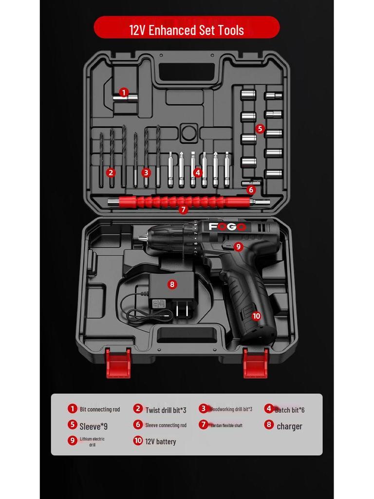 Multifunctional Household Tool Box Set with Electric Drill for Family, Car, and Electrician Repairs