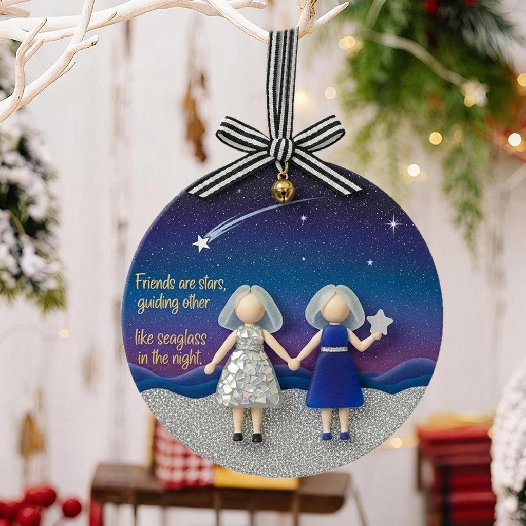 Friends Ornaments For Women 2D Acrylic Christmas Tree Ornament Tree Decor Acrylic Friendship Pendant For Outdoor Windowsills