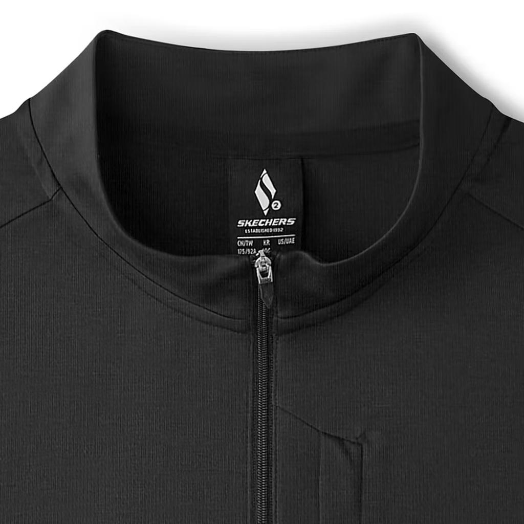 Skechers Solid Color Casual Fashion Versatile Quick-Dry Sun Protection Short Sleeve Polo Shirt Men Tops Deep-Night-Black L225M040-03B6