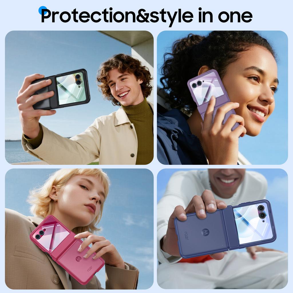 For Motorola Razr 60 Ultra Case,Hinge Protection,Built-in Screen Protector,Wireless Charging,Shockproof,Slim Rugged Protective Phone Case-Blue