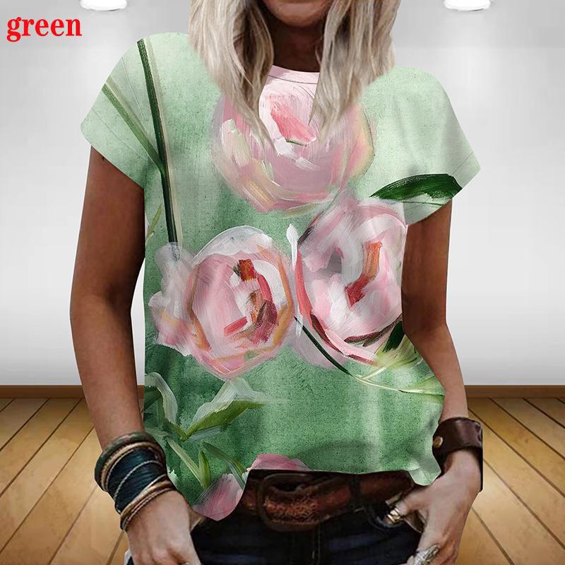 

Летняя синяя футболка свободного покроя с круглым вырезом и короткими рукавами с 3D-принтом в городском стиле для женщин 6XL