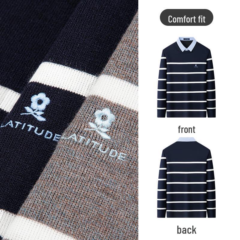 MONTAGUT Men's Autumn/Winter Faux Two-Piece Striped Knit Pullover