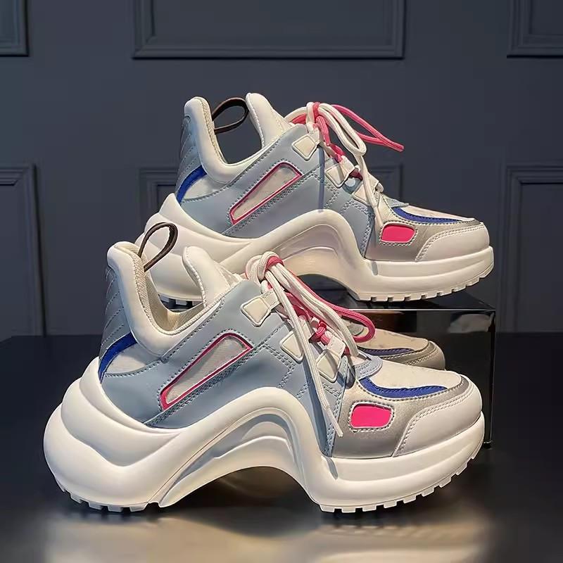 Fashion New Casual Dad Chunky Sneakers Casual Vulcanized Shoes Woman High Platform Vulcanize Sneakers Lace Up White Sneakers Women 2025