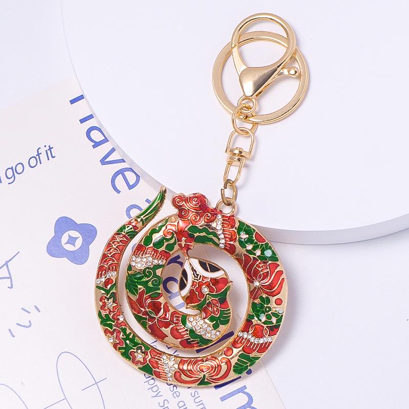 Colorful Rhinestone 3D Tiger Keychain and Metal Backpack Accessory