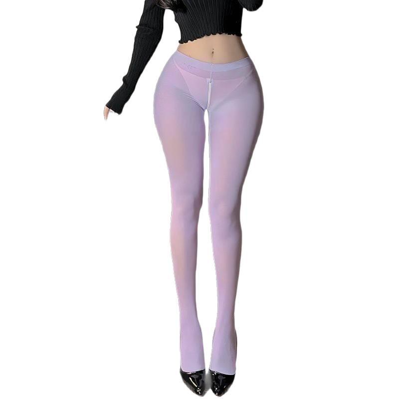 Red Matte Velvet Open-Crotch Tights