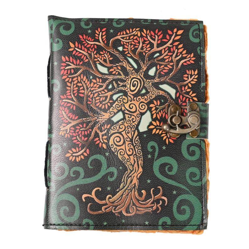 Leather Journal-Handmade Deckle Edge Paper, Leather Tree of Life Journal, Handmade Tree of Life,