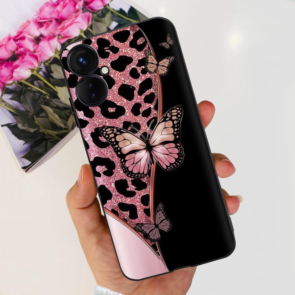 For Tecno Spark 9 Pro KH7 KH7n Cute Cartoon Phone Case For Tecno Spark 9Pro Black Silicone Soft TPU Cases