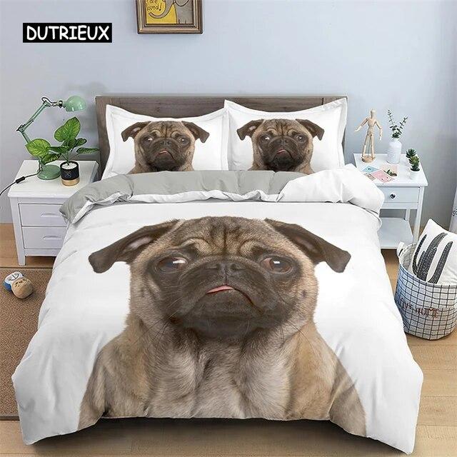 Cute Dog Bedding Set Microfiber 3D Pet Puppy Duvet Cover Animal Theme Quilt Cover Single Queen King For Child Boys Girls Bedroom