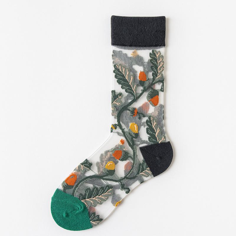 3 Pares Nuevos Set de Calcetines Transparentes Lindos de Gato para Mujer Coreanos Florales Animales Verano Delgados Kawaii Set de Calcetines de Seda para Mujer