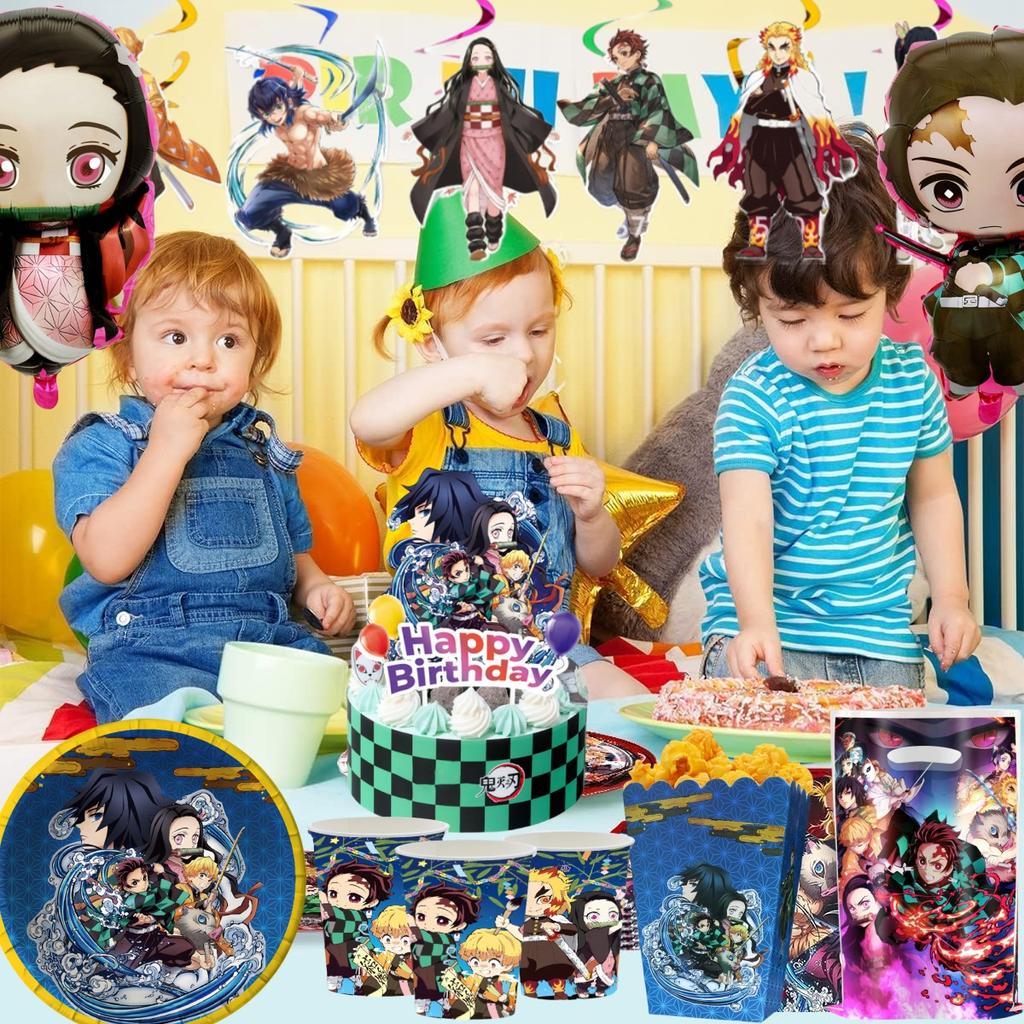 Démonický lovec Narodeninová oslava Dekorácie Kimetsu No Yaiba Stolový riad Obrus Tanier Hrnček Balónik Sprcha pre bábätko Detské darčeky Potreby na párty