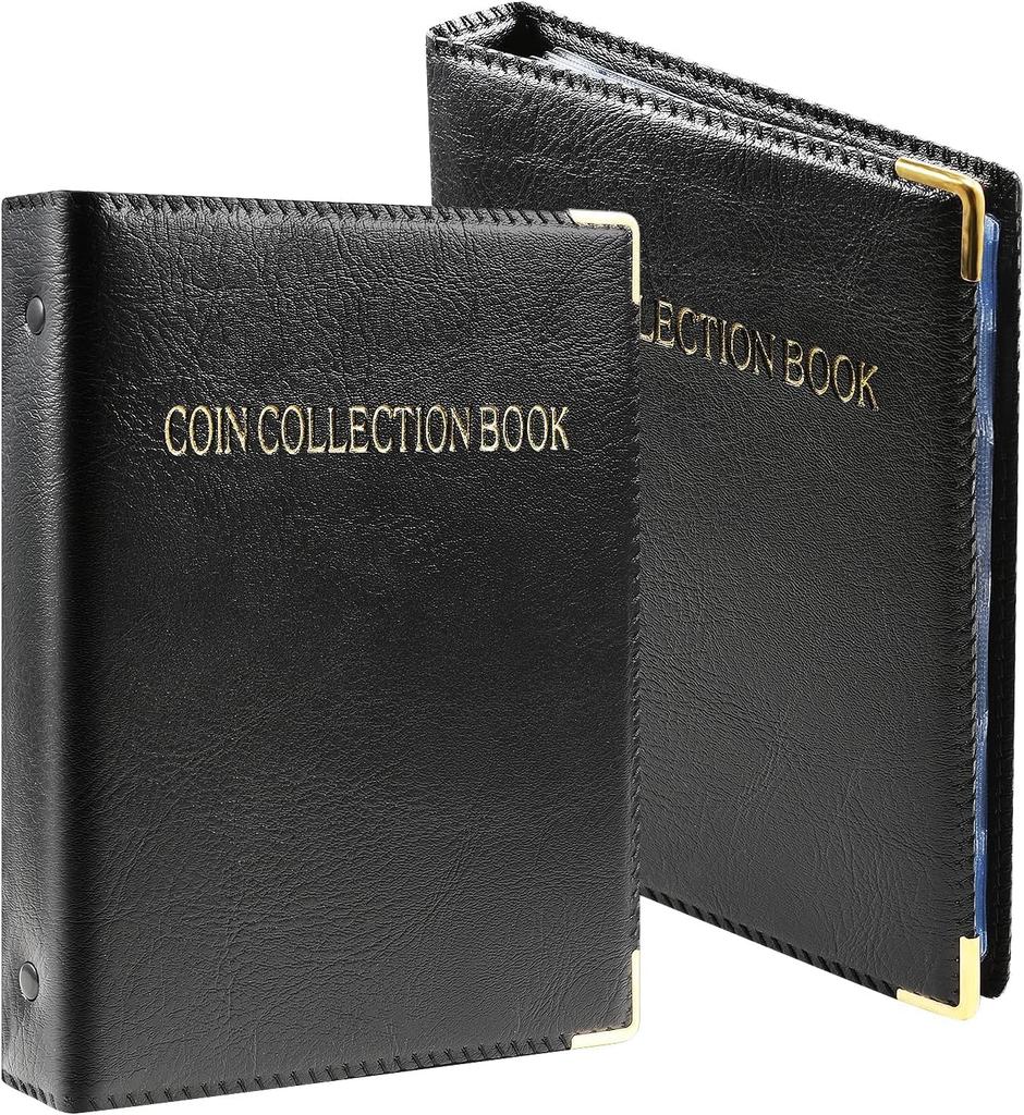 PAKESI Coin File, Coin Album, Holds 240 Coins, 4*4cm Pockets, Perfect for Commemorative Coins, Antique Coins, and Coin Collections