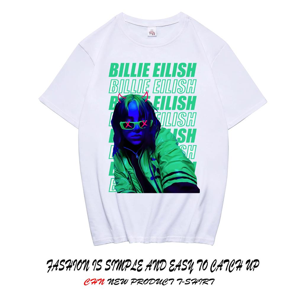 Billie Eilish Çevre Birimleri Grafik Baskılı Kısa Kollu Gömlek Erkek Kadın Bol Günlük Üstler Oversize Pamuklu Sokak Giyimi Y2K Tarzı Tişört