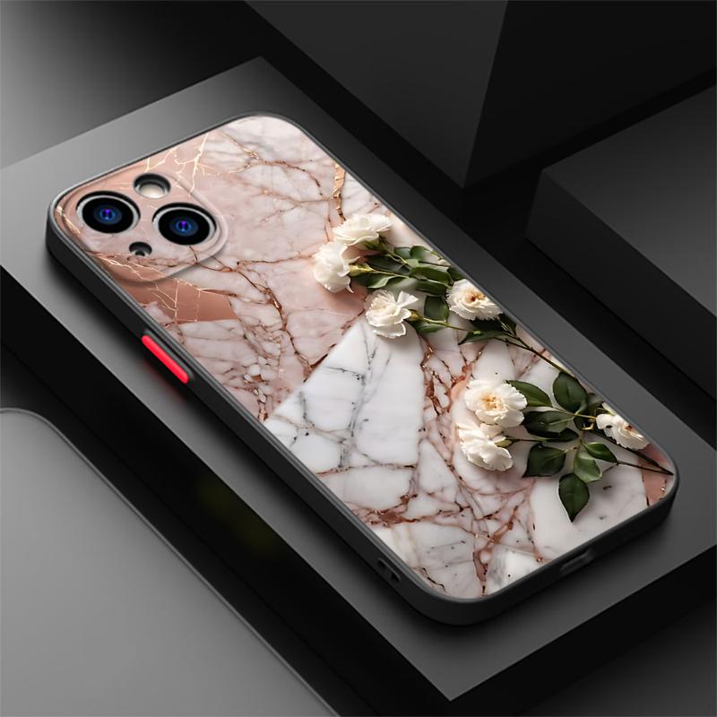 Funda Phone Case for iPhone 15 Pro Max 14 Plus 12 13 11 Pro Max SE 7 8 14 Pro XR XS X 15Pro 12 Mini Flower Marble