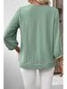 Women's V-Neck Ruffled Blouse - 3/4 Sleeve Loose Casual Shirt