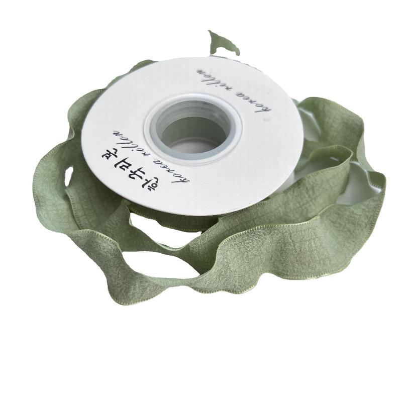 10 Yards Fishtail Yarn Ribbons Gift Wrapping Bouquets 2.5Cm Chiffon Ribbon Wave Edge Pleated Diy Decor