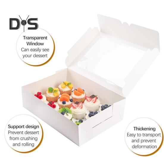 

Упаковочная коробка для кексов, 6 шт., со вставкой, 12 слотов, прозрачное окно, пекарня, кексы, кексы, выпечка, десерт, бумажный контейнер, набор коробок для переноски