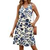 Women's V-neck Casual Beach Vacation Style Vintage Solid Color Sleeveless Splicing Dresses