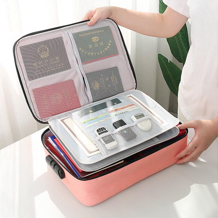 3Large Capacity Document Bag for Home Use, File Certificate Storage Bag, Multifunctional Password Lock Passport Holder Storage Pouch