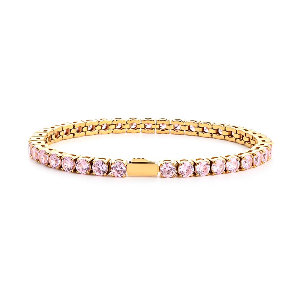 Multi-colored fashionable 4mm wide tennis chain, zircon sparkling hip-hop style exquisite jewelry bracelet for men and women