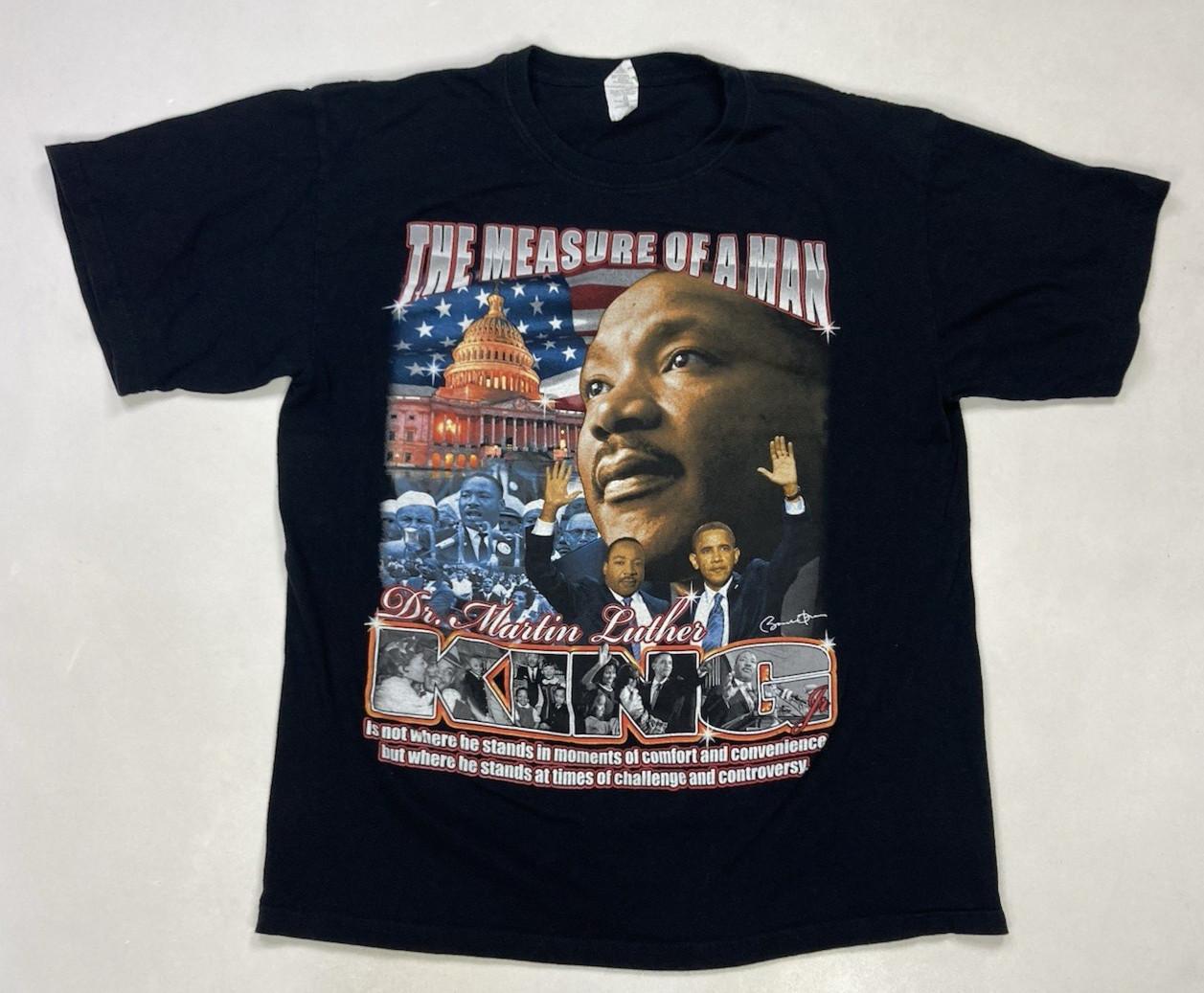 Martin Luther King Jr MLK Measure Of Man Graphic T-shirt Men Large Barack Obama S