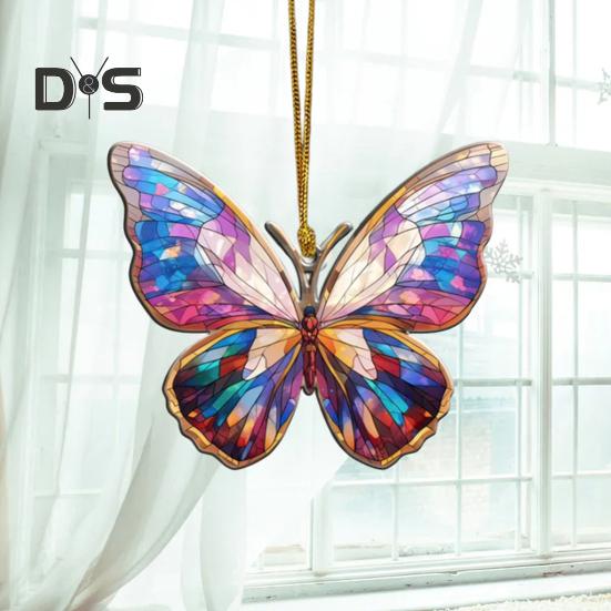 Akrylová barevná závěsná dekorace motýl Oboustranný interiér Venkovní vánoční stromeček Nástěnný závěsný přívěsek zvířátka