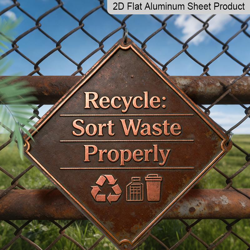

2D Flat, 1pc Vintage Waste Sorting Sign - Heavy-Duty Aluminum Retro Recycling Chart Suitable for Kitchen, Office, Recycling, Public Space - Waste 20*20cm