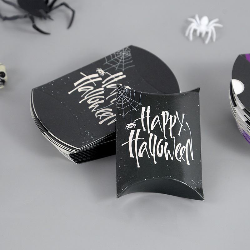 10/20pcs Halloween Kraft Paper Candy Gift Box Ghost Pumpkin Biscuit Packaging Pillow Box Bag Halloween Party Decoration Supplies