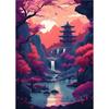 Abstract Art Japanese Fuji Mountain Poster Canvas  Cyberpunk Landscape Corridor Wall Decor Picture Living Room Mural