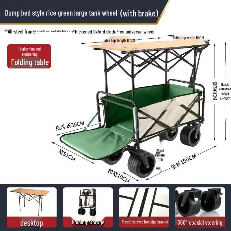 Outdoor Camping Wagon with Tank Wheels