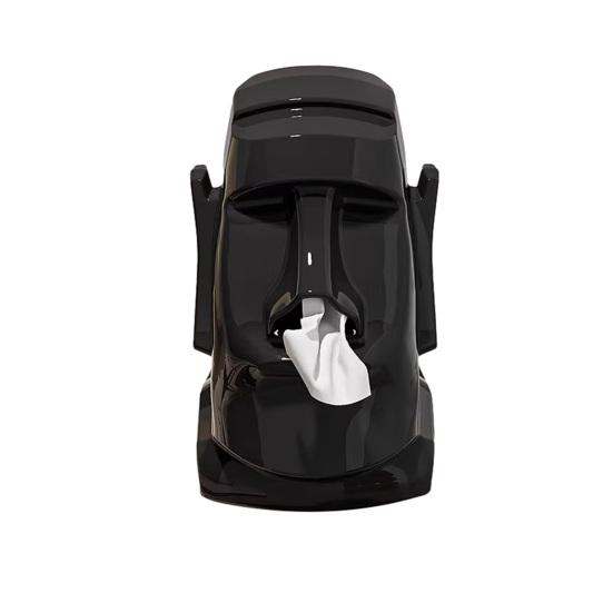 Tissue Box with Built-in Spring Automatic Paper Lift Large Capacity Tissue Holder Stone Statue Design Home Desktop Organizer