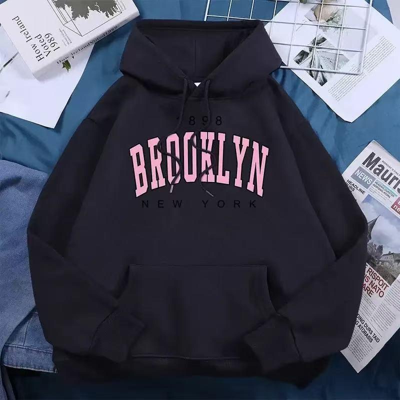 Womens Hoodie Fleece Thick Winter 2026 Loose Casual Lazy Style Cartoon Print Top