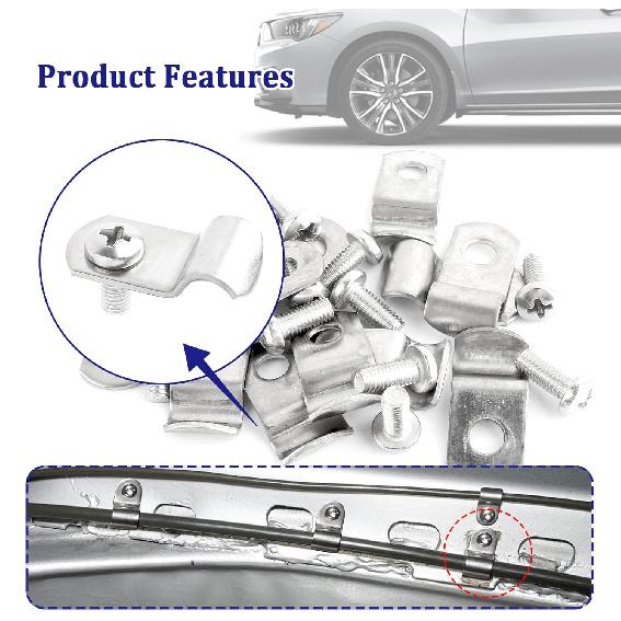 12PCS Brake Line Clamp with 12PCS Screw Set,Stainless Steel 1/4" Brake Line Clips for Prision Brake Line Fixation and Protection,Universal Car