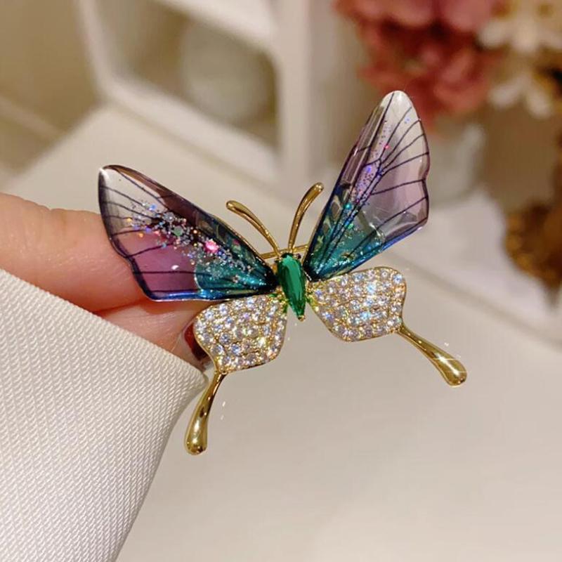 

Butterfly Brooch Insect Corsage Women S Accessory Acrylic Transparent Wings High-Grade Clothing Pin фіолетовий