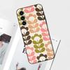 Multi Stem Orla K-Kiely Folio Phone Case For Samsung S25,S24,S21,S22,S23,S30,Ultra,S20,Plus,Fe,Lite,Note,10 Black Soft Shell