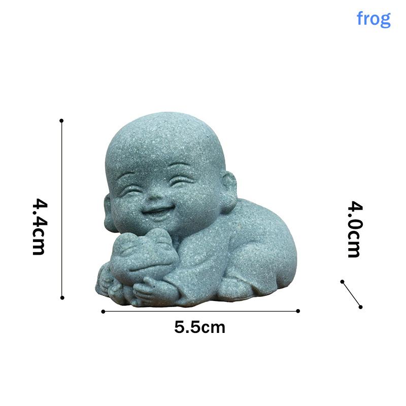 Zen Garden Animal Monk Resin Statue Stone Decor for Outdoor Meditation Home Spiritual Ambiance
