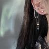 1PC Retro Tetragonal Pendant Design, Ear Bone Clip, Fringed Stud Earrings, Women's Personality, Exquisite and Versatile