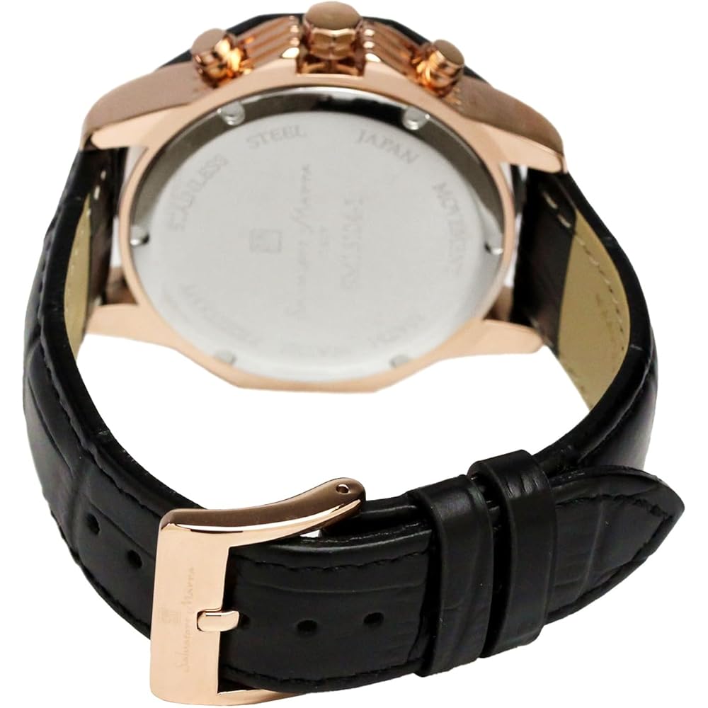 Salvatore Marra Men's Chronograph Watch Red 10 ATM Water Resistant Leather Strap Black SM15104-PGPLLE