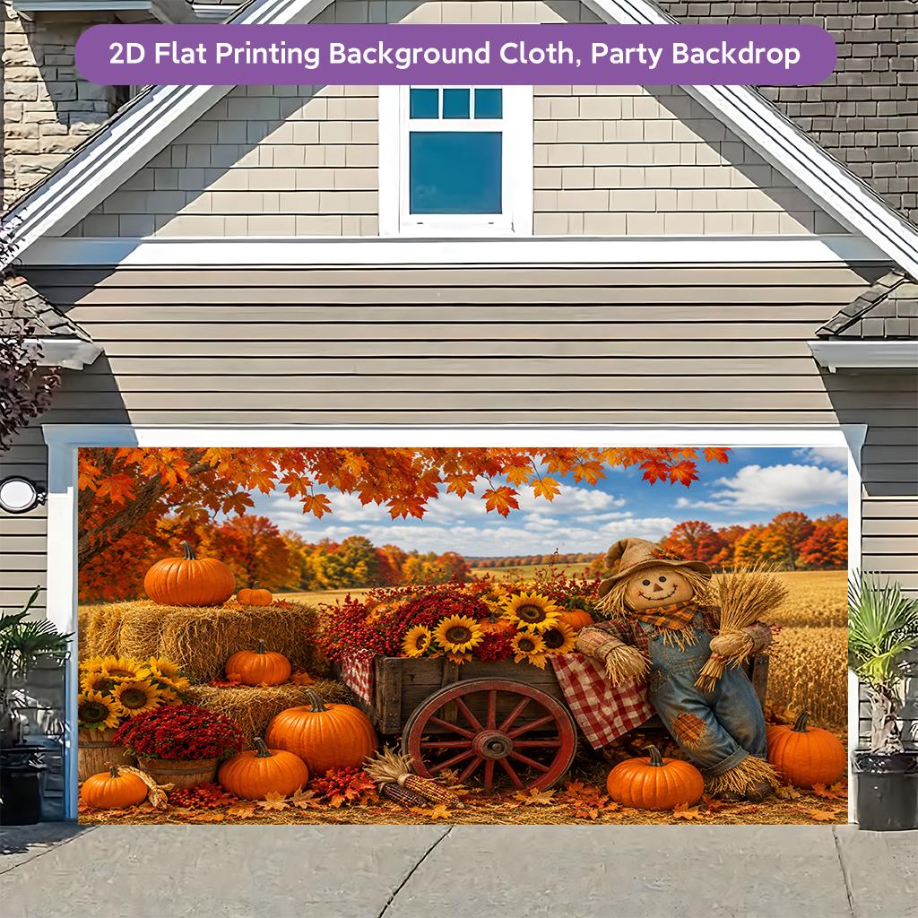 1 Piece of 2D Flat Background Fabric, Polyester Banner Decoration Featuring the Harvest Scene of Autumn Farmlandzyc