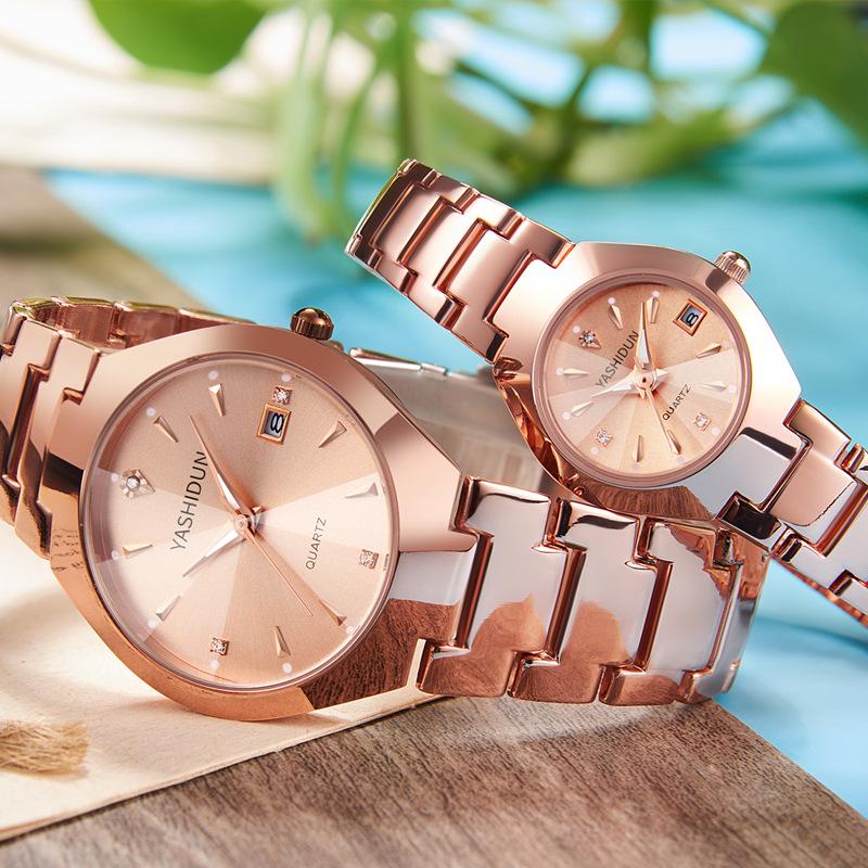 Unisex Luminous Quartz Watch: Fashionable Steel Band, Waterproof, Suitable for Students & Couples