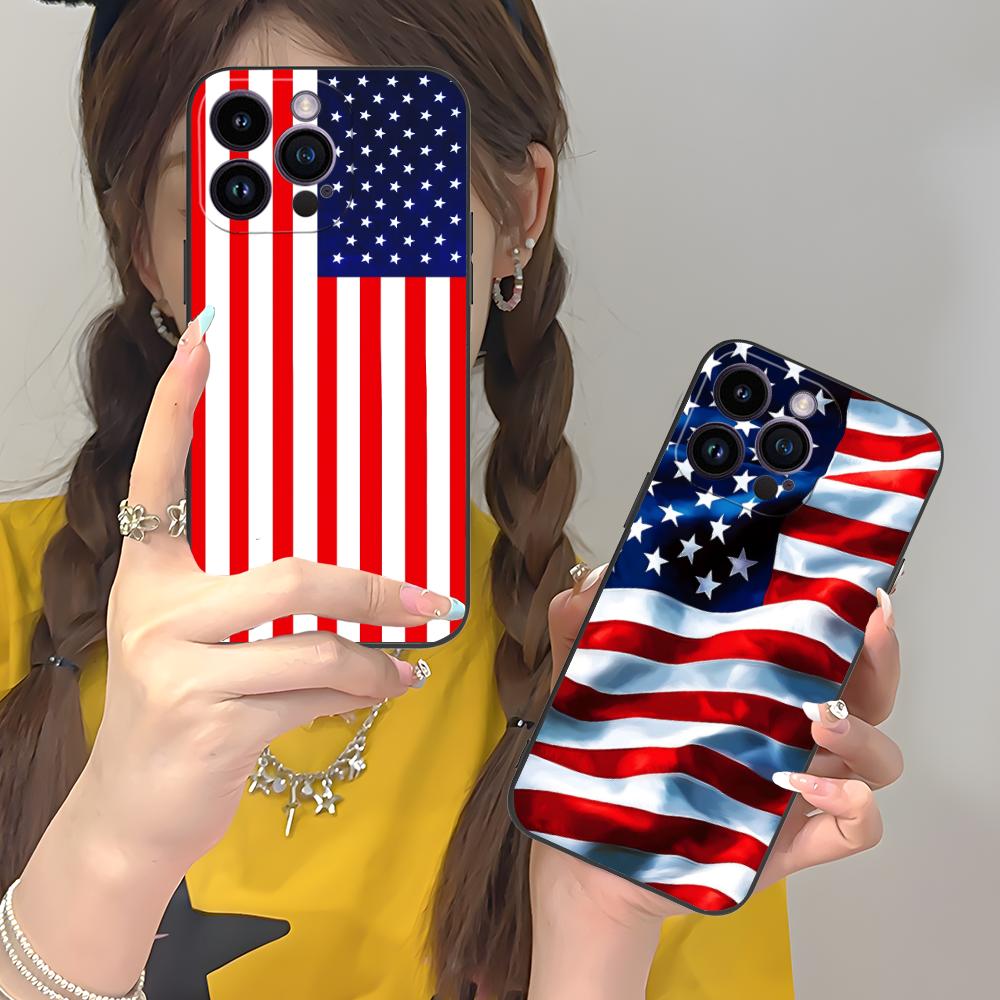 USA America Flag Mobile Cell Phone Case for iPhone 17 16 15 14 13 12 11 X XR XS 8 7 Air Pro Max Plus Mini Colorful Cover Cover