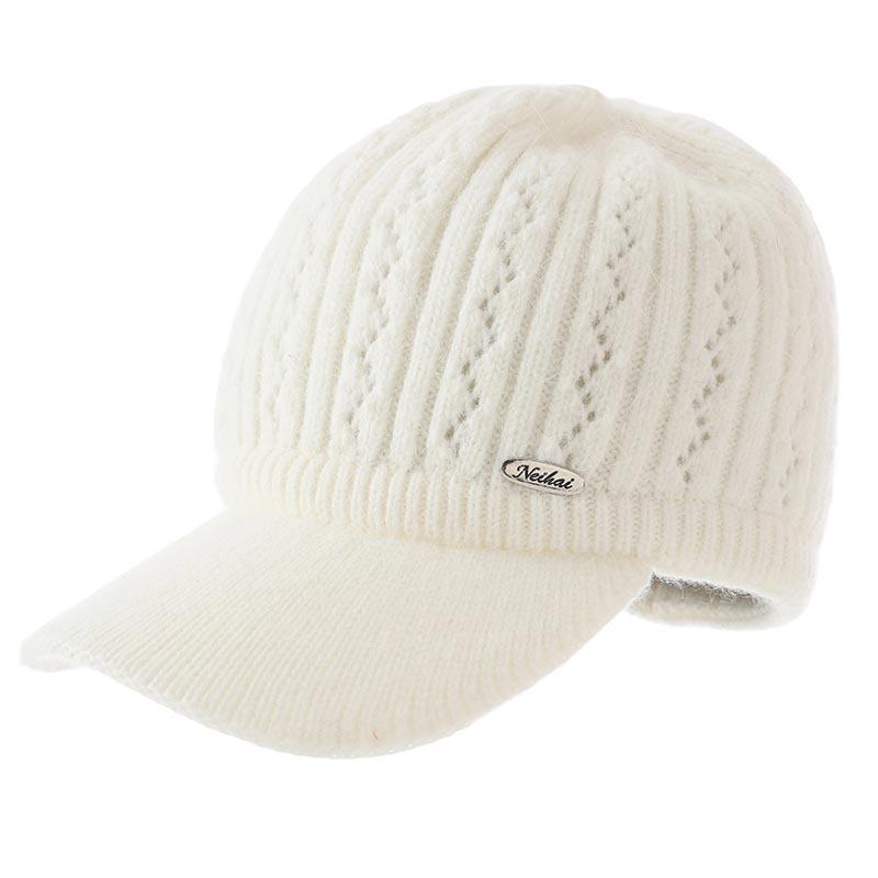 Herbst- und Winterwarme Mütze Damen Strickwolle Mode Baseballkappe Verdickte Freizeitmütze