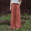 Johnature Women Vintage Thin Straight Pants Elastic Waist Solid Color Summer Trousers Loose Casual Long Pants