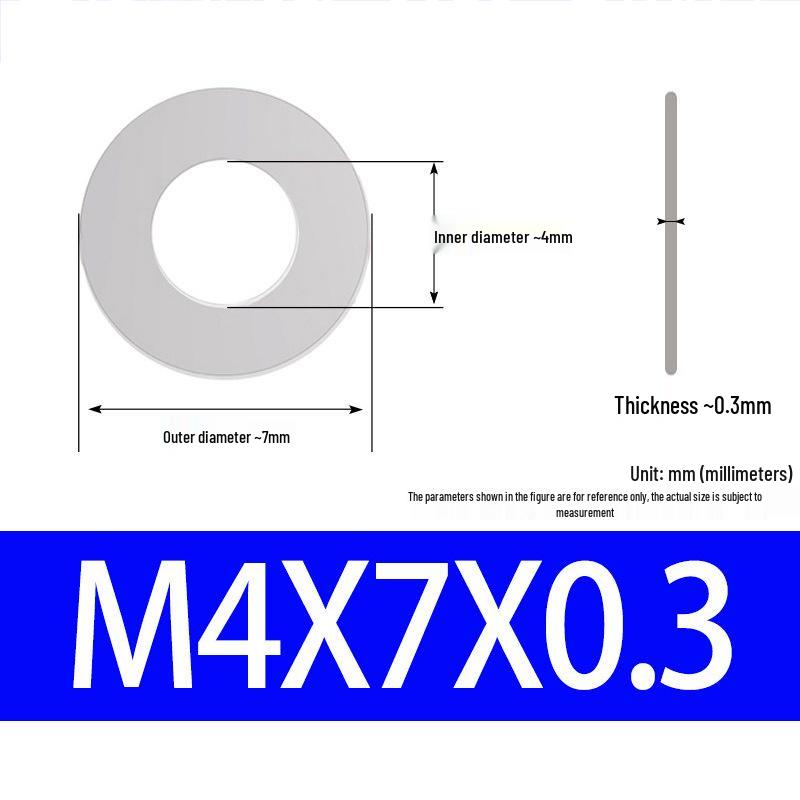 304 Stainless Steel Ultra-Thin Flat Washer, Thickness: 0.1/0.2/0.3/0.4/0.5 Mm, Sizes M1-M8