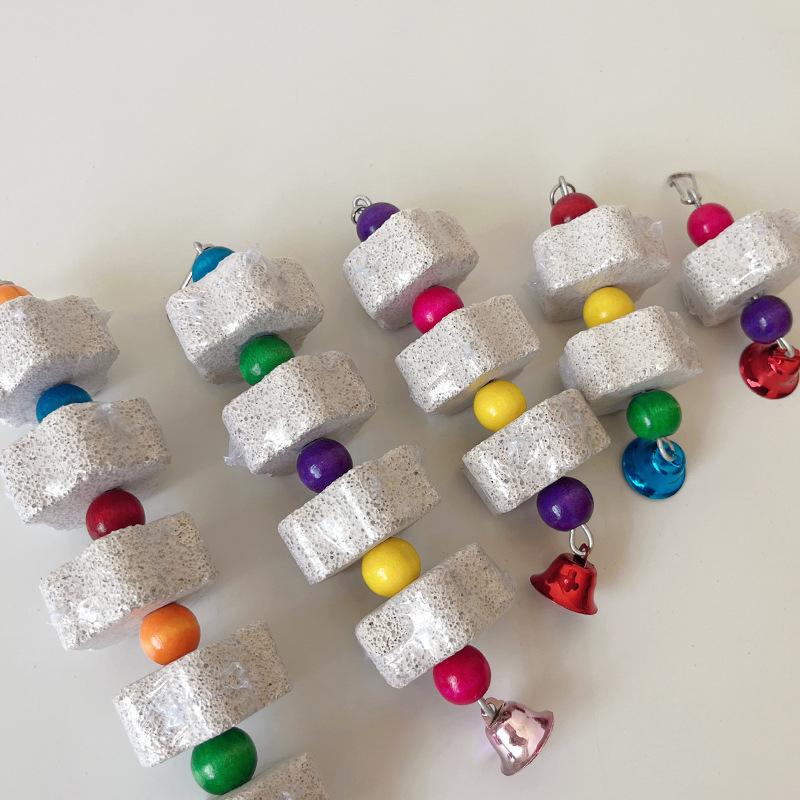 Natural Mineral Teeth Molar Stone Pet Hanging String Molars Toys for Guinea Pig Hamster Rabbit Teeth Grinding Stone