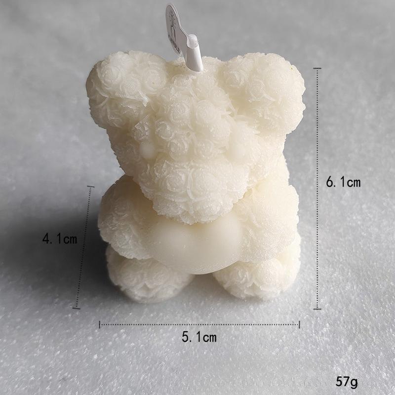 

Rose Bear Aromatherapy Candle, Lovely Decoration Wedding Partner Hand Gift Home Decoration, Valentine s Day Gift, Birthday Present White Bow Tie Bear (English Pear Freesia)