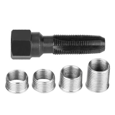 5Pcs Carbon Steel Spark Plug Re Thread Tap Tools with Inserts for 14mm Sparking Plugs Repair