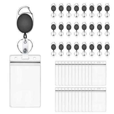 ENN LLC Crachá de PVC com Nome 60cm Conjunto de Chaves Retrátil com 25 Porta-Estilo Carretel, Clipe, Carretel, (Vertical)
