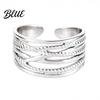 Stainless Steel Finger Band Thumb Ring Geometric Lines Shape Adjustable